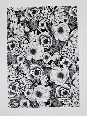 Faux Leather : 1 Piece Botanical Black/White (BOT)