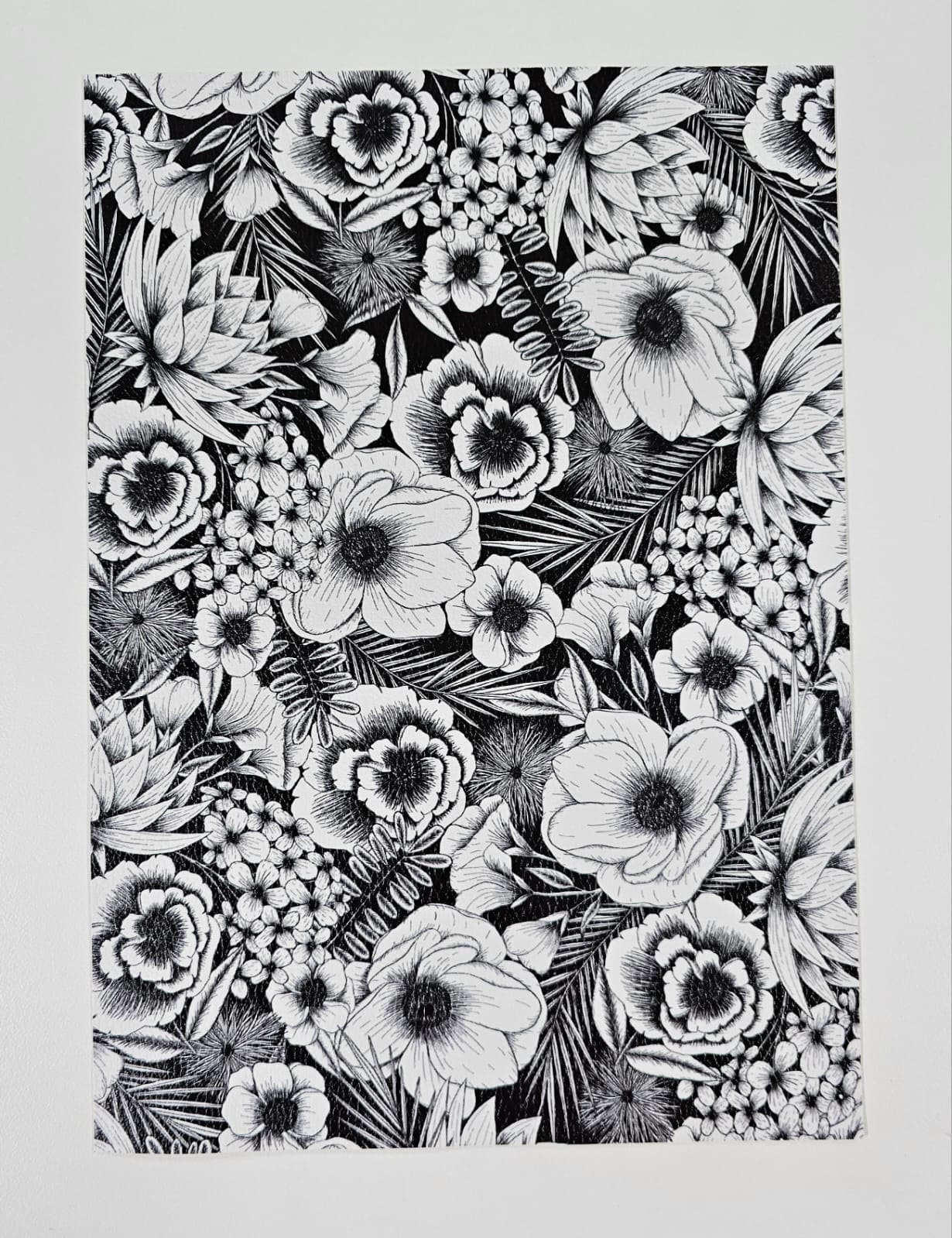Faux Leather : 1 Piece Botanical Black/White (BOT)