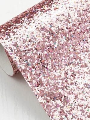 Faux Leather : 1 Piece Rose Gold Glitter Chunky 1 (FL42-SS)