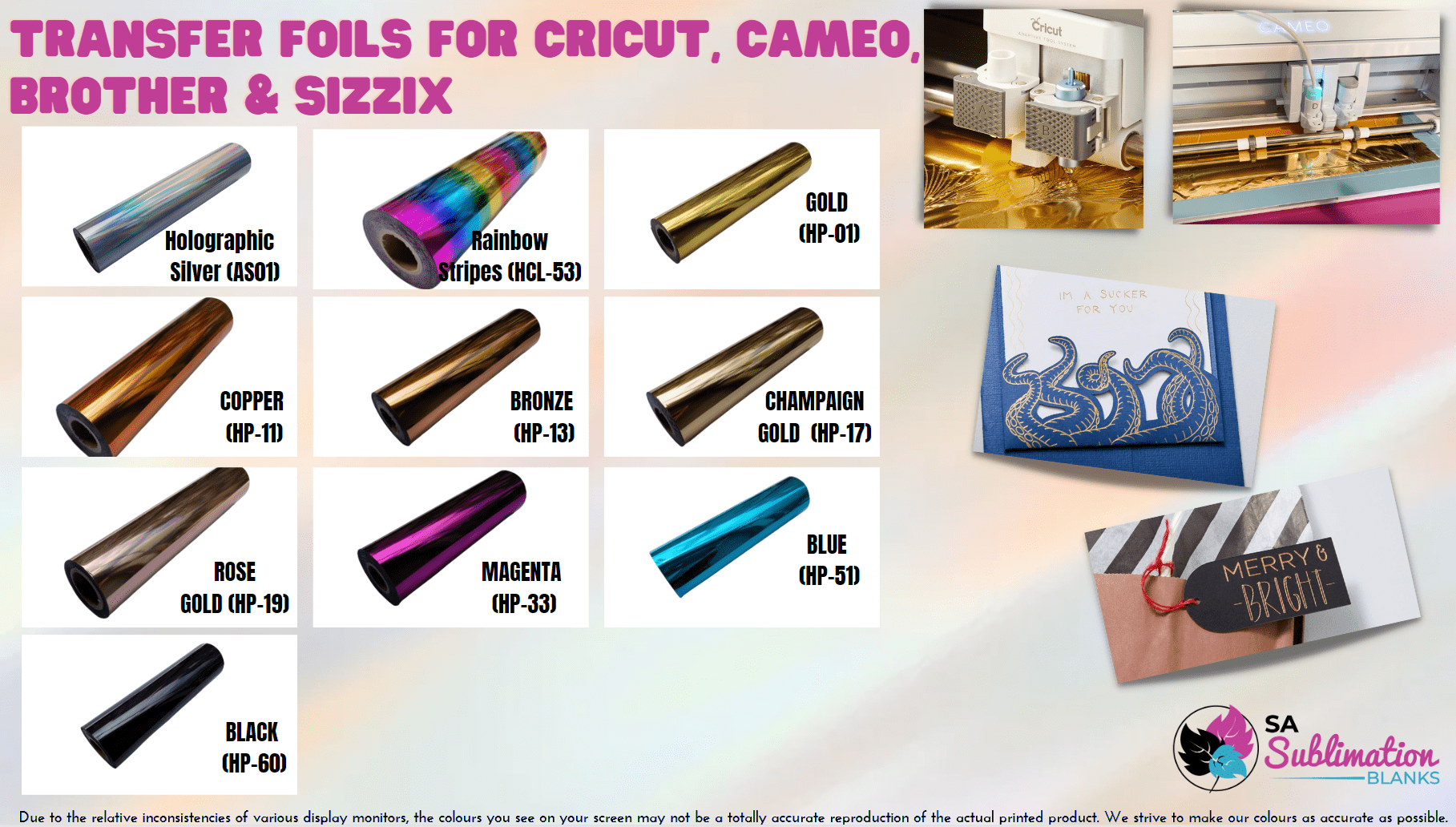 Art & Crafts : Transfer Foil Sheets Cricut, Cameo, Brother & Sizzix Craft Cutters (A4, Pack of 5)