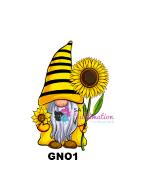 3D UV Stickers : Gnome with Sunflower Sticker (Code GNO1)