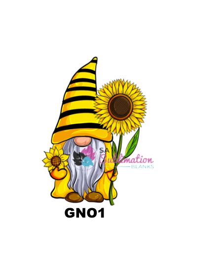 3D UV Stickers : Gnome with Sunflower Sticker (Code GNO1)