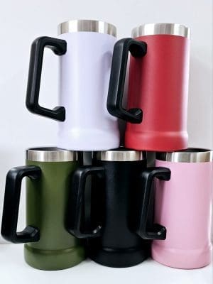 700ml Powder Coated Beer Mug Tumblers : 23oz Steel Beer Mugs