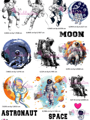 3D UV Stickers : Astronaut Themed A4 Sheet (Code ASTRO1)