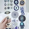 3D UV Stickers : A4 Evil Eye Greek Themed Stickers (EE1)