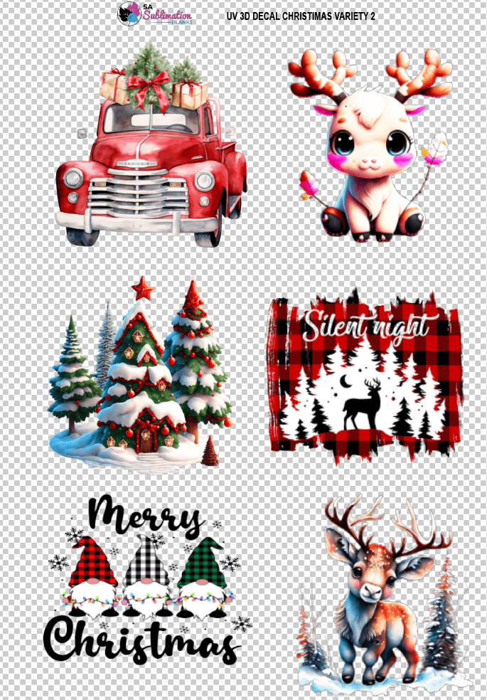 ChristmasVarietySheets_Variety2 3D UV Stickers : A4 Christmas Variety Sheet 2