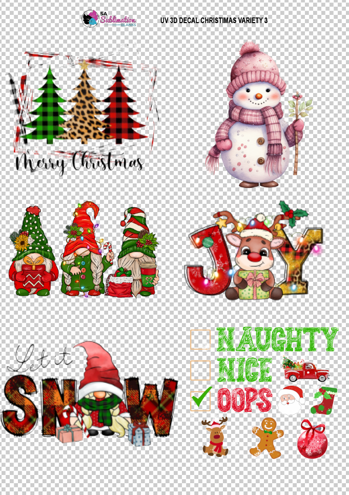 3D UV Stickers : A4 Christmas Variety Sheet 3