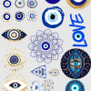 3D UV Stickers : A4 Evil Eye Greek Themed Stickers (EE1)