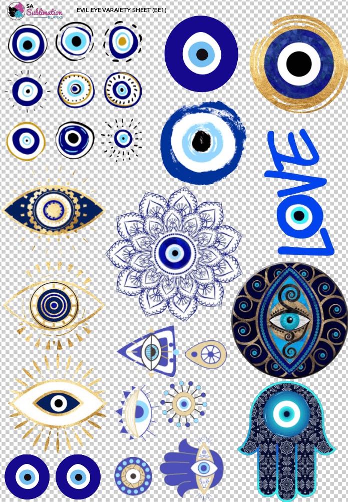 3D UV Stickers : A4 Evil Eye Greek Themed Stickers (EE1)
