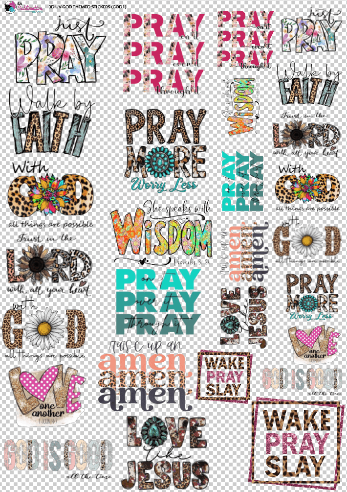 3D UV Stickers : God Themed A3 Sheet (Code GOD1)