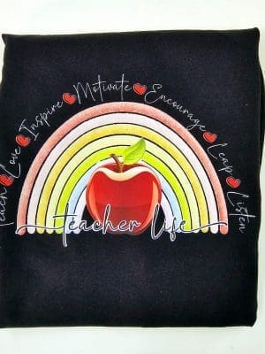 Tea2_Teacher Done DTF & Consumables : A4 DTF Transfer Teacher Life Rainbow Apple Design