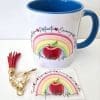 3D UV Stickers : Teacher Life Rainbow Apple Combo for Mug & Rectangle Acrylic Keychain (TEA2)