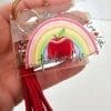 3D UV Stickers : Teacher Life Rainbow Apple Combo for Mug & Rectangle Acrylic Keychain (TEA2)