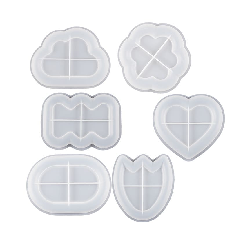 Resin & Epoxy : Shaped Coaster/Tray Silicone Moulds (5 Different Shapes)