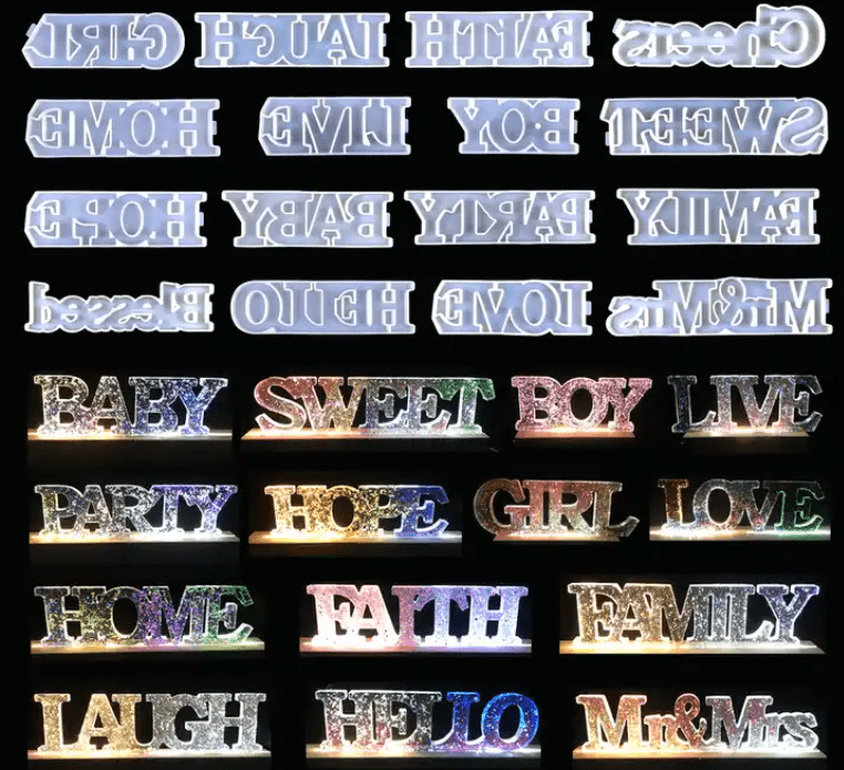 Resin & Epoxy : Silicone Word Moulds