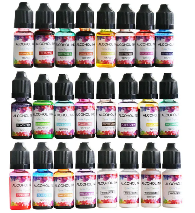 Resin Supplies : 24color 10ml Alcohol Ink Diffusion Resin Pigment Set