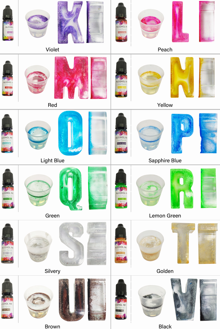 Resin Supplies : 24color 10ml Alcohol Ink Diffusion Resin Pigment Set
