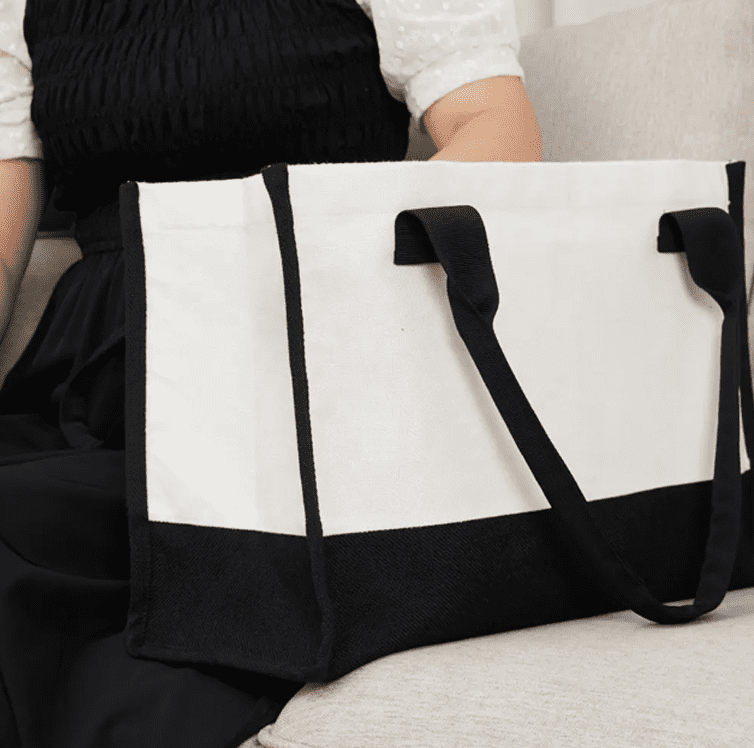 Sublimation Blanks : Large Linen Jute Tote Bag