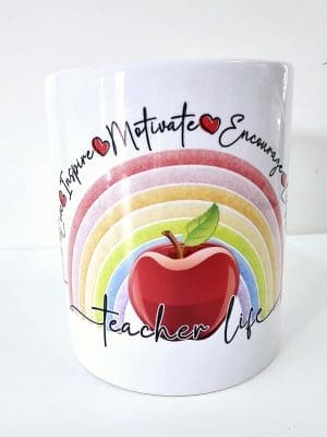 Sublimation Blanks : Sublimation Transfer Teacher Life Rainbow Apple Design for 11oz Mug