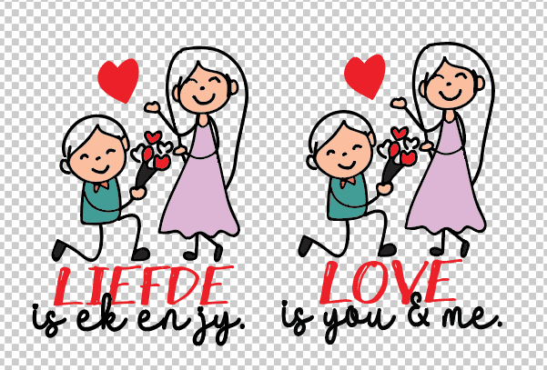 3D UV Stickers : Valentine Love is you & me / Liefde is ek en jy (VT3)