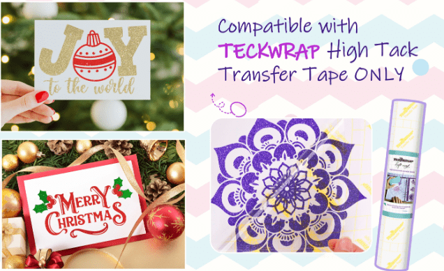 Teckwrap : Permanent Glitter Adhesive Vinyl Range (30 by 30cm)
