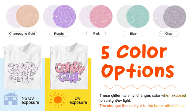 Teckwrap : UV Glitter Colour Changing HTV Range (30 by 30cm)