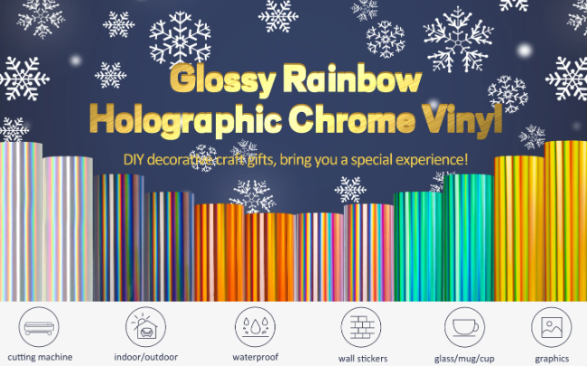 Teckwrap : Holographic Glossy Rainbow Adhesive Range (30 by 30cm)