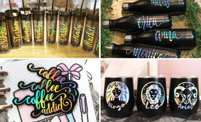 Teckwrap : Holographic Glossy Rainbow Adhesive Range (30 by 30cm)