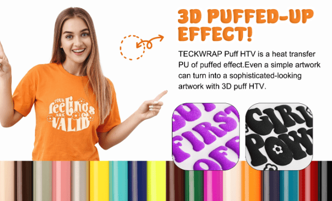 Teckwrap : Puff HTV Range (30 by 25cm)