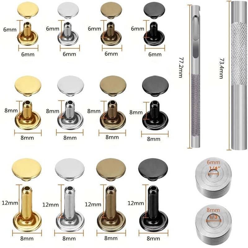 Arts & Crafts : 480 Piece Leather Double Sided Rivets Set With Tools