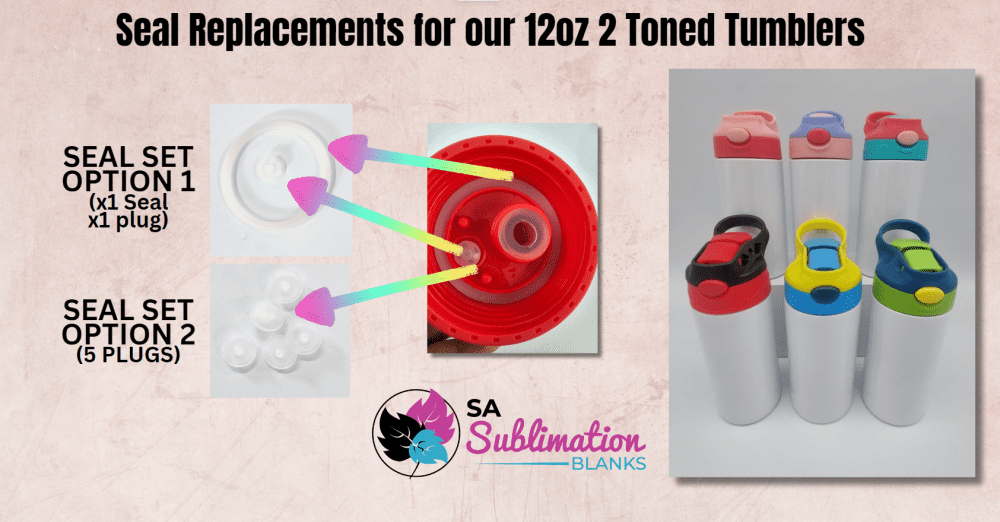 SealReplacements Sublimation Blanks : 12oz (354mls) Kids 2-Toned Colour Lids Straight Tumbler