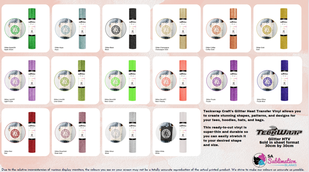TeckwrapGlitterHTV Teckwrap : Glitter HTV Range (30 by 30cm)