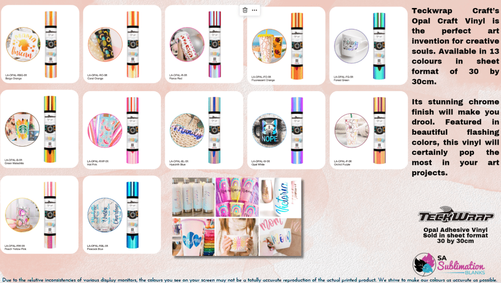 Teckwrap : Opal Adhesive Range (30 by 30cm)