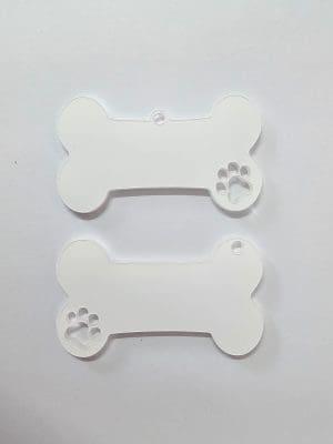 Bone with Heart Acrylic Shapes : CLEAR Bone Keychain with hear paw cut out (1.5, 2, 3 & 5mm)