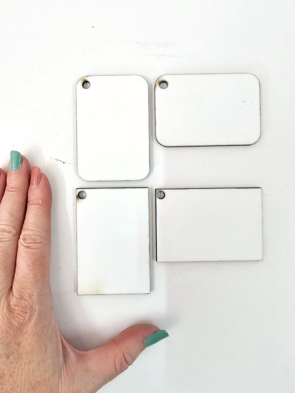 Laser  Sublimation Blanks : Super Glossy 3mm Single or Double Sided Sublimation MDF RECTANGLE Keychain + 30mm Split Keyring