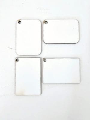 MDF Rectangle2 Laser Sublimation Blanks : Super Glossy 3mm Single or Double Sided Sublimation MDF RECTANGLE Keychain + 30mm Split Keyring