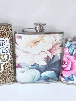 PU Leathere HipFlask11 Sublimation Blanks : PU Leather Steel Hip Flask (6, 7 and 8oz)