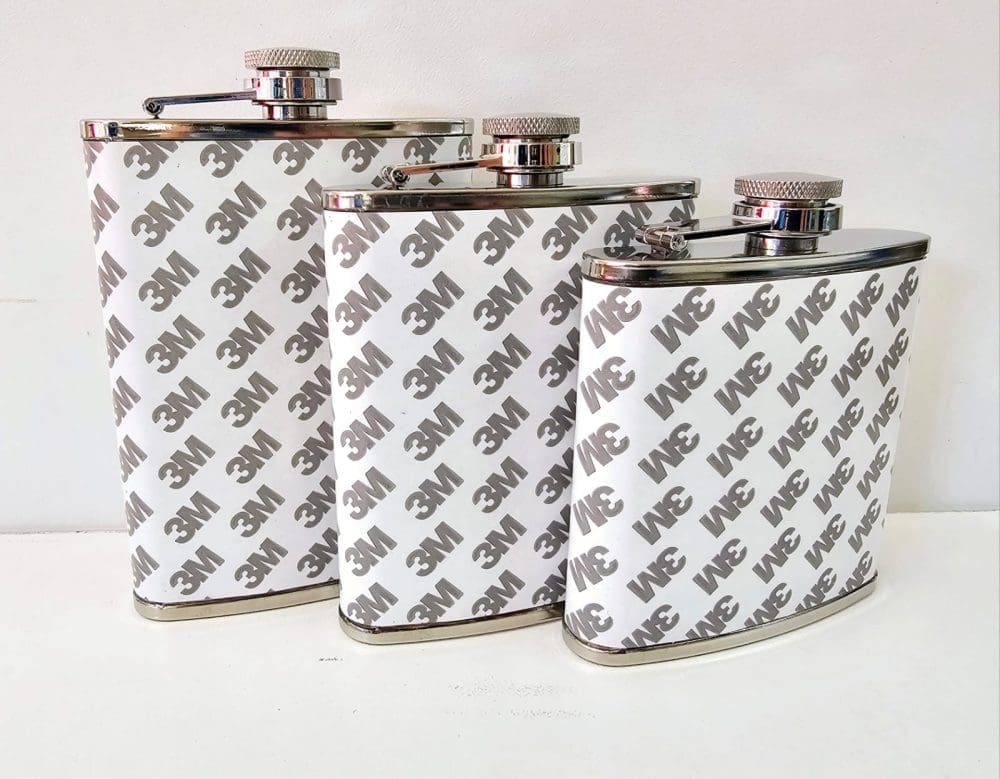 Sublimation Blanks : PU Leather Steel Hip Flask (6, 7 and 8oz)