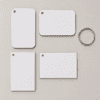 Laser  Sublimation Blanks : Super Glossy 3 or 5mm Single or Double Sided Sublimation MDF 7.3 by 5cm RECTANGLE Keychain + Silver Split Keyring