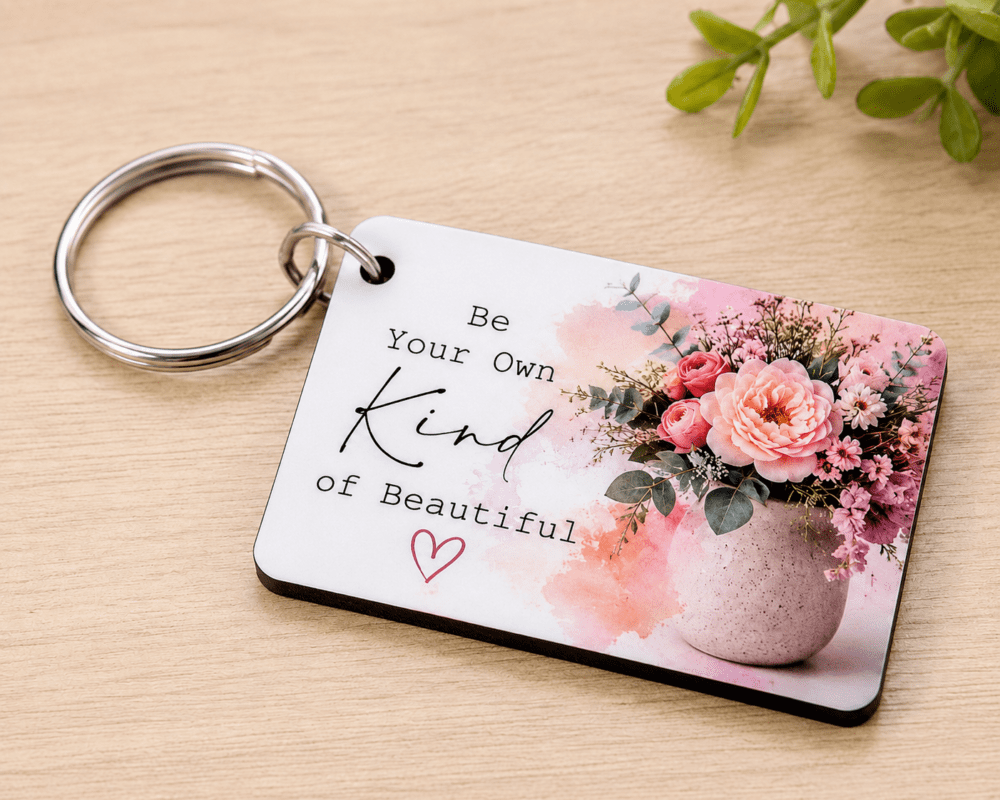 Laser  Sublimation Blanks : Super Glossy 3 or 5mm Single or Double Sided Sublimation MDF 7.3 by 5cm RECTANGLE Keychain + Silver Split Keyring