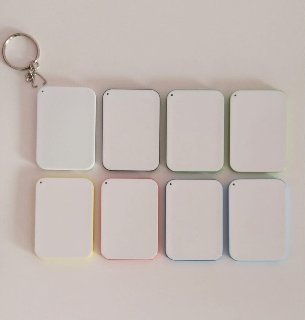 Sublimation Blanks : Rectangle Coloured Polymer Keyring Set (ZZ)