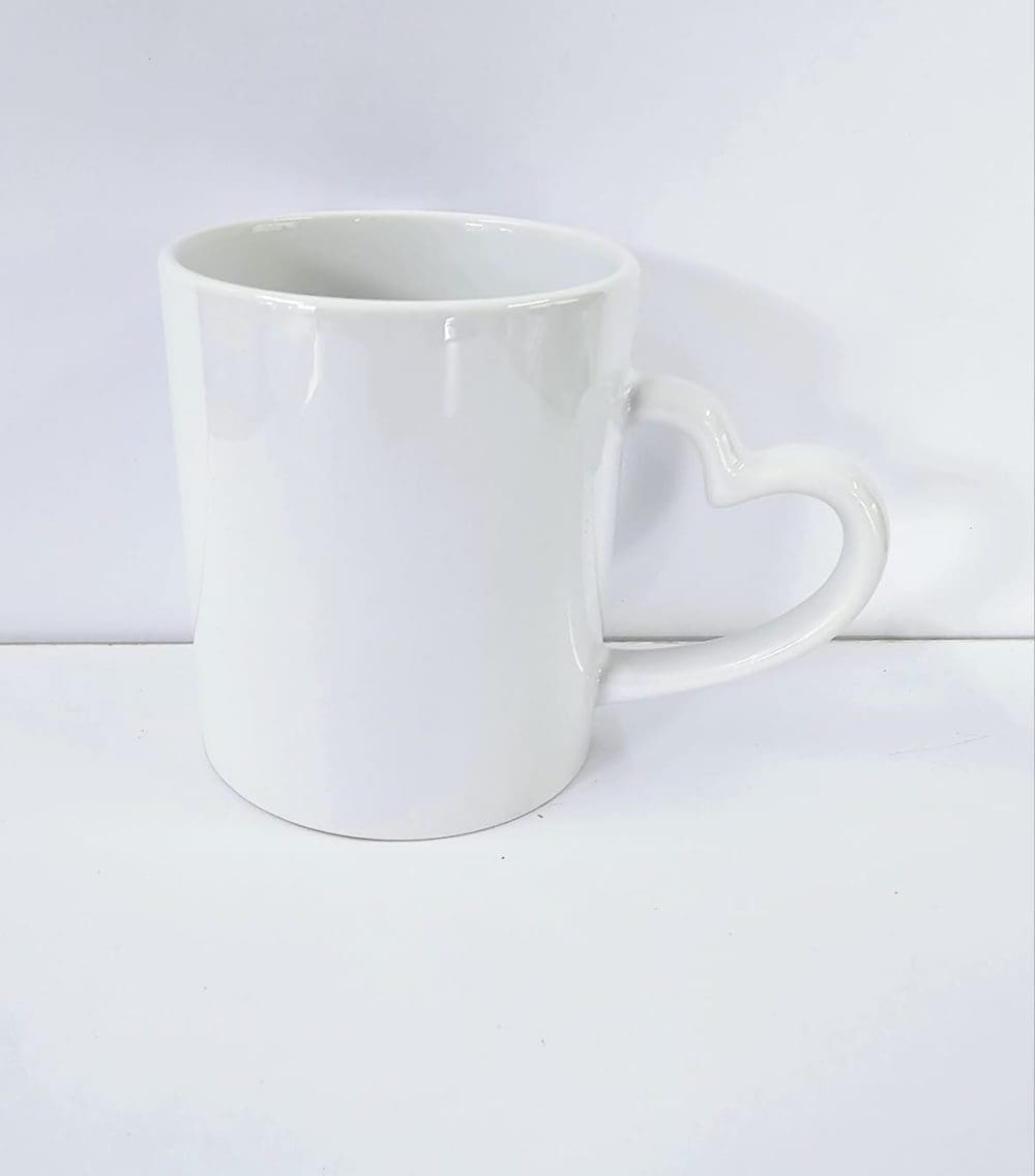 Sublimation Blanks : 11oz White Mug With Heart Shaped Handle (ZZ)