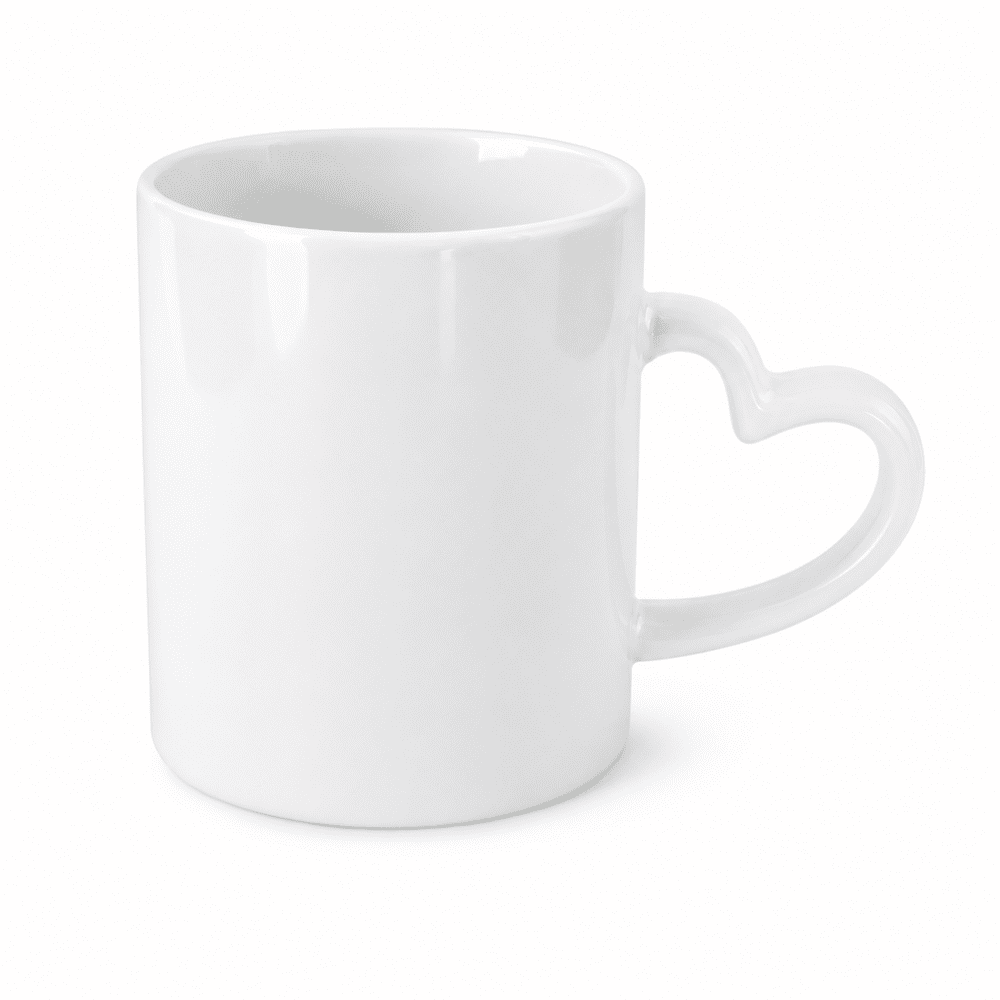 Sublimation Blanks : 11oz White Mug With Heart Shaped Handle (ZZ)