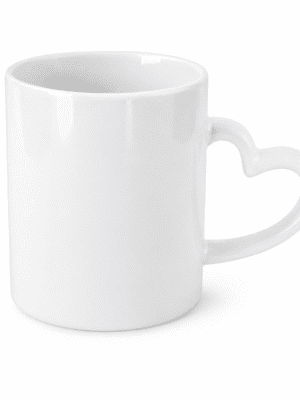 11oz Mug With Handle ZZ Sublimation Blanks : 11oz White Mug With Heart Shaped Handle (ZZ)