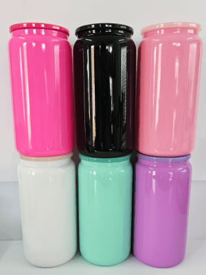 16oz Coloured All Sublimation Blanks : 16oz Solid Coloured Libbey Cola Glasses with Plastic Lids & Glass straw