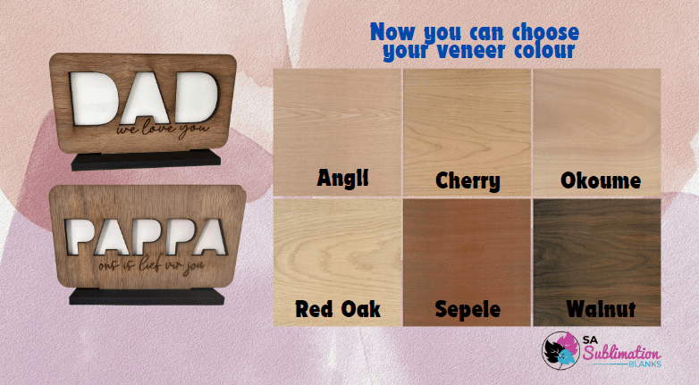 Laser  Sublimation Blanks : DAD or PAPPA Sublimation & Veneer Plaque with Stand