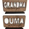 Laser Sublimation Blanks : GRANDMA or OUMA Sublimation & Veneer Plaque with Stand