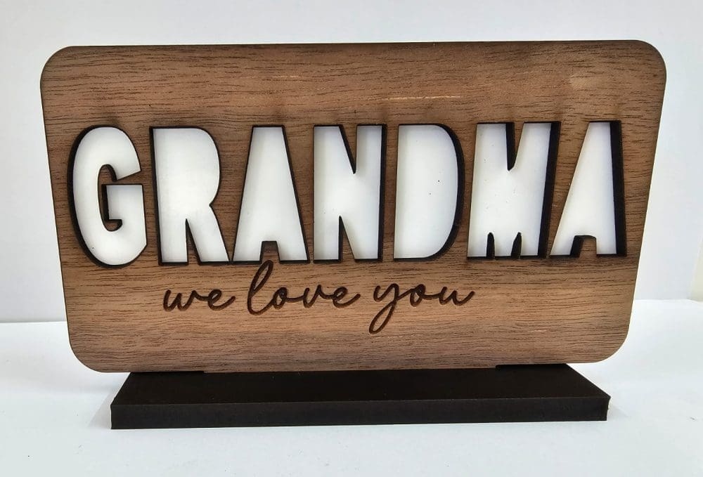Laser Sublimation Blanks : GRANDMA or OUMA Sublimation & Veneer Plaque with Stand