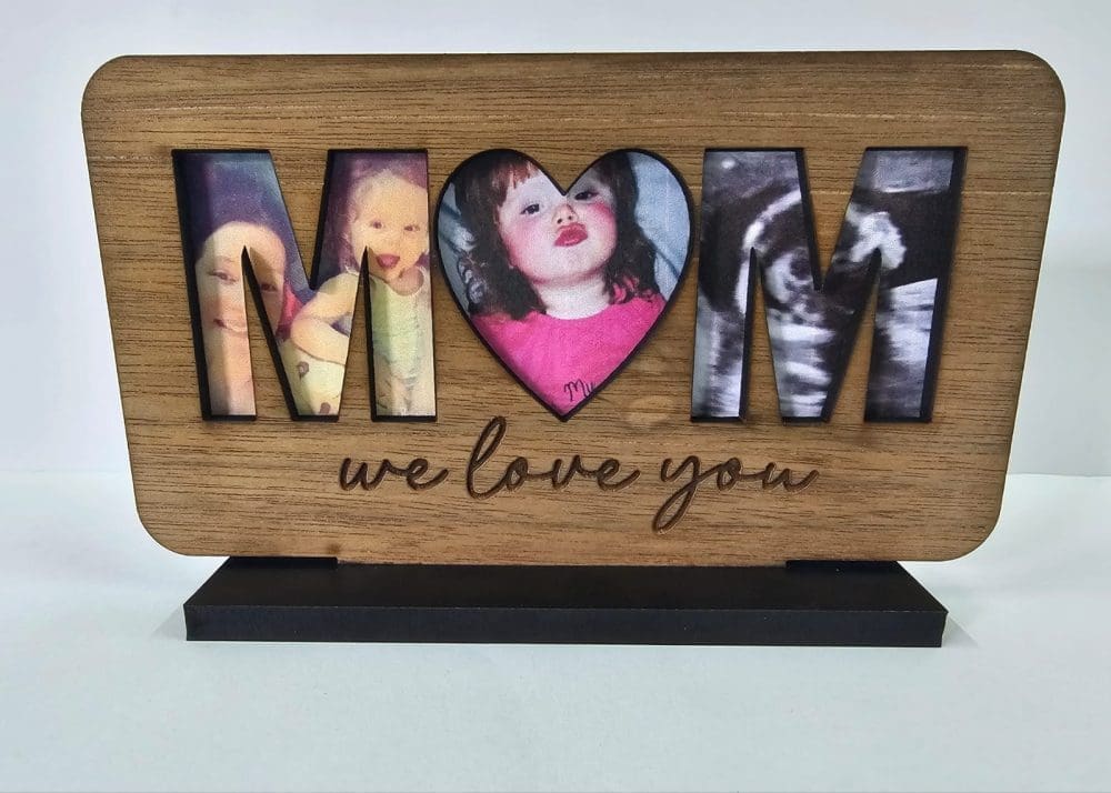 Laser  Sublimation Blanks : MOM, MAMA or MAMMA Sublimation & Veneer Plaque with Stand