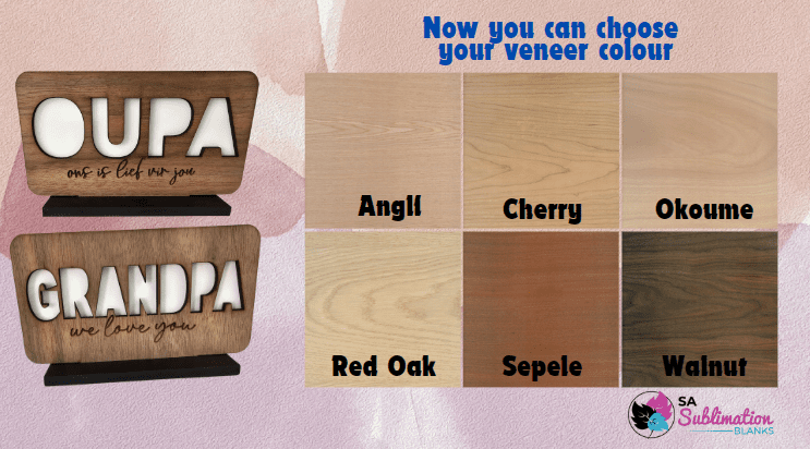 Laser Sublimation Blanks : GRANDPA or OUPA Sublimation & Veneer Plaque with Stand